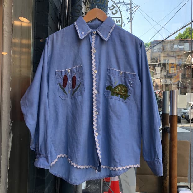 70s Vintage chambray shirt-L