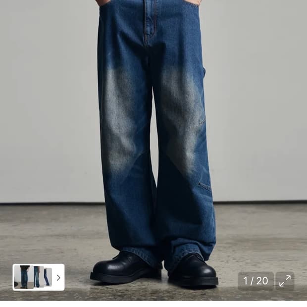 (새상품)(L)아워데이즈 어셈블 와이드 벌룬 데님 팬츠 DEEP BLUE