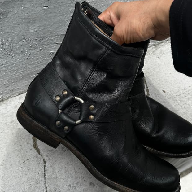 00s FRYE Harness Boots Black Leather 8D