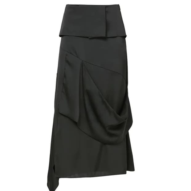 2.Drape Layered Maxi Skirt black
