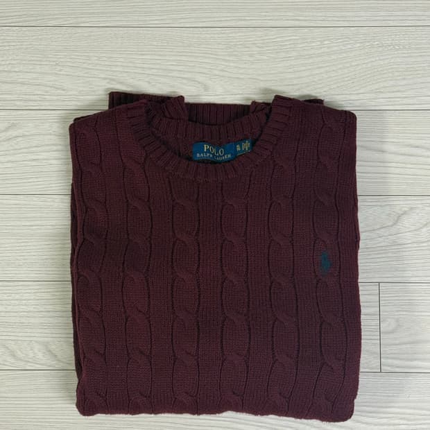 폴로 랄프로렌 케이블 니트 버건디 XL