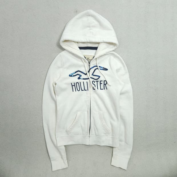 홀리스터 화이트 후드 집업 XS 딱붙핏