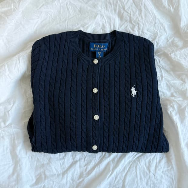  폴로 랄프 로렌 칠드런 미니 케이블 코튼 가디건 