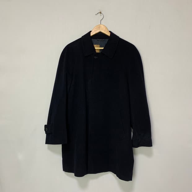 빈티지 캐시미어 100% 하프코트 다크 네이비 S 남녀공용 빈티지