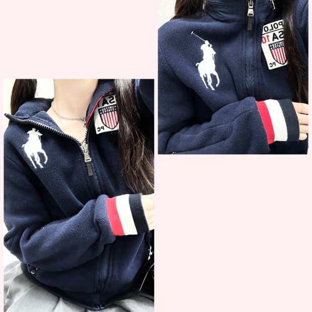 폴로 USA 빅포니 네이비 플리스 집업