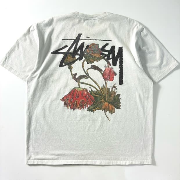 Stussy  스투시 워더드 플라워 프린팅 화이트 티셔츠 