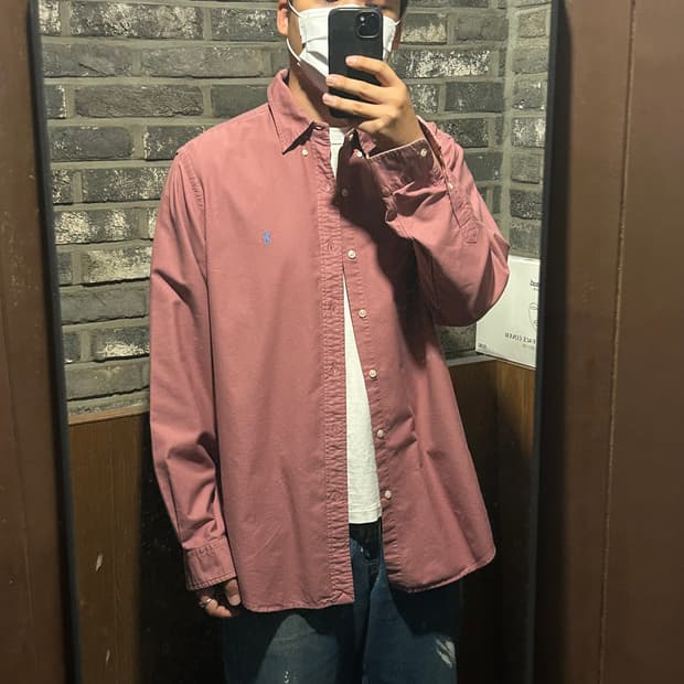 XL) 폴로 랄프로렌 클래식핏 가먼트다이 핑크 셔츠