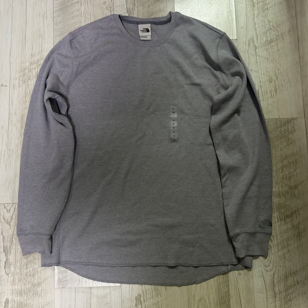 [US XL] 노스페이스 와플티 긴팔 그레이