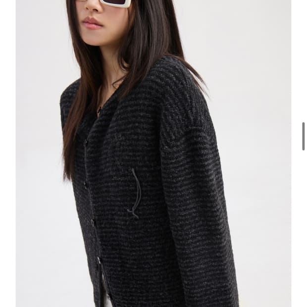 럭키슈에뜨 언발 스트라이트 가디건+퍼벨트