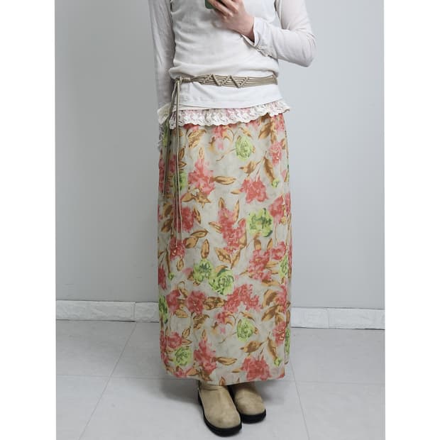 플로럴 롱 스커트