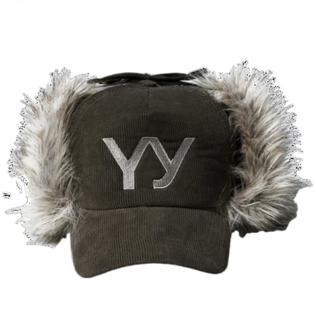 OPEN YY Fur Corduroy Earmuff Cap (Khaki)