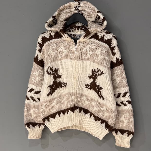 Bellmount 노르딕 코위찬 니트 후드집업 