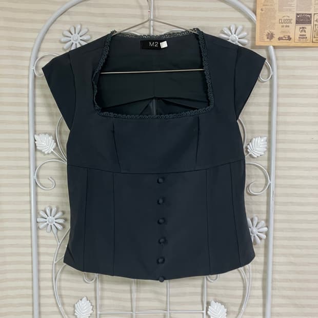 빈티지 딥블루 레이스 블라우스 905 y2k 스트릿 모리 갸루 일본빈티지