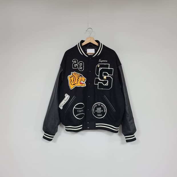 슈프림 타이거 바시티 자켓 블랙 XL