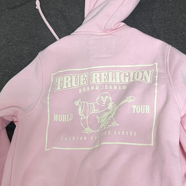 트루 릴리전 핑크 기모 후드티 M
