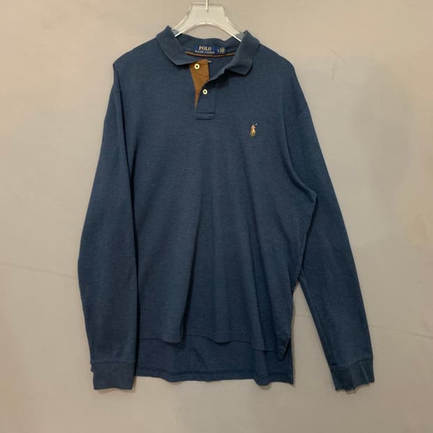 L 폴로랄프로렌 피마 소프트 터치 스웨이드 배색 PK 긴팔 카라티