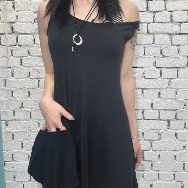 Garnet Asymmetrical Pocket Tank Dress