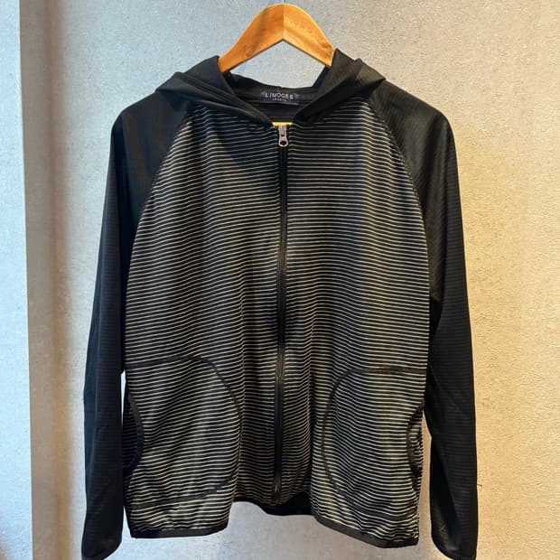 stripe hooded zip-up