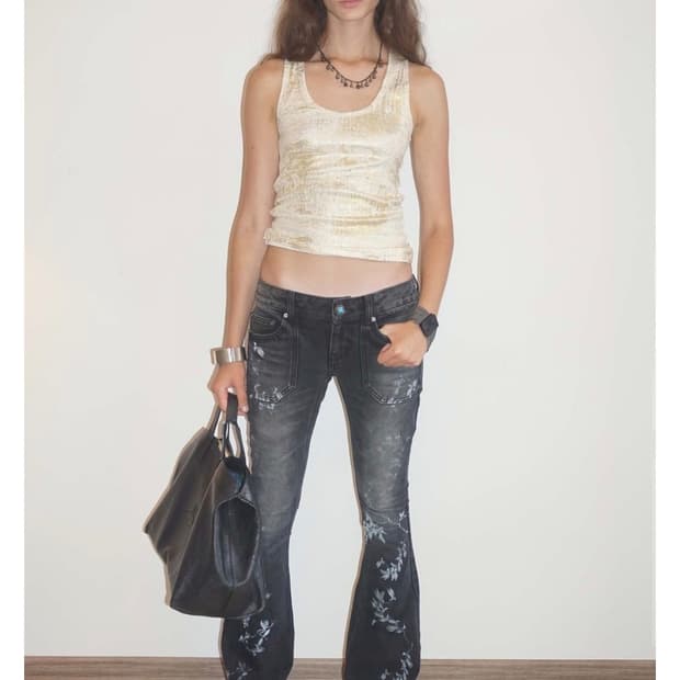 Sculptor flocking bootcut denim (S)