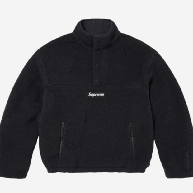 [L] 슈프림 폴라텍 셔링 리버시블 풀오버 블랙 - 24FW
