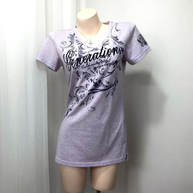 lavender y2k scroll pattern half tee 