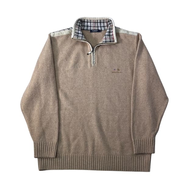 100 버버리 노바체크 울 반집업 니트