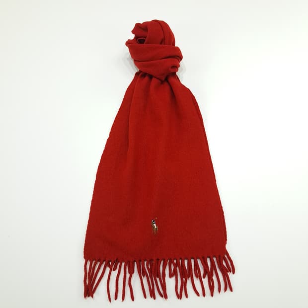 MX257 폴로 랄프로렌 레드 울 목도리 머플러
