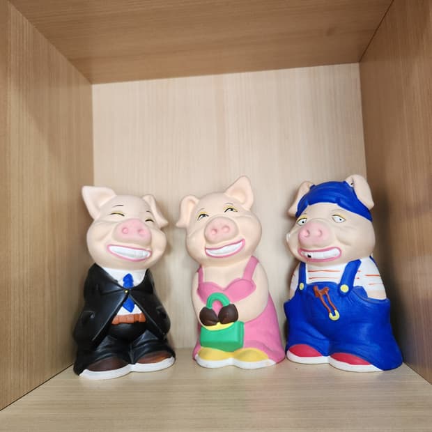 소품 돼지 가족 인형 3종 세트