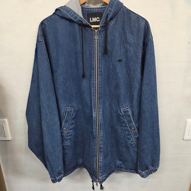 Lmc 스톤 워시드 빅로고 데님 후드자켓 L 오버핏