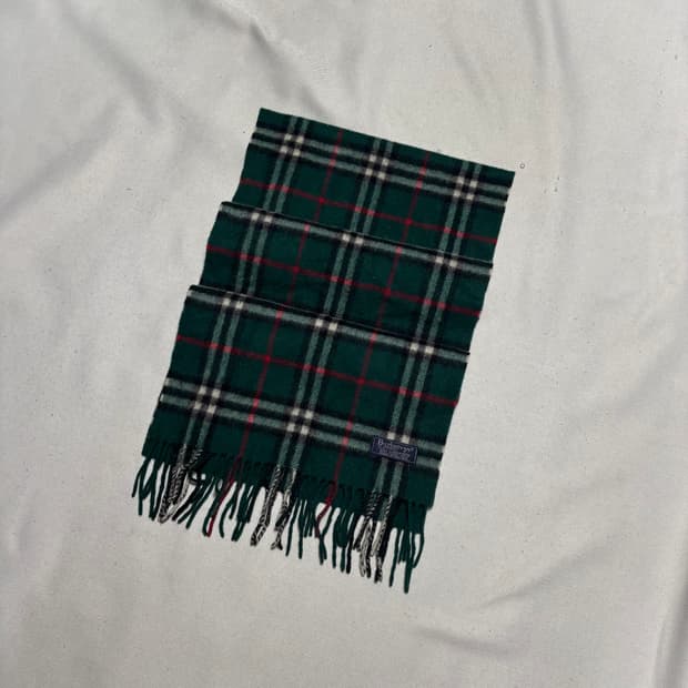 OS 버버리 그린 노바체크 캐시미어 머플러
