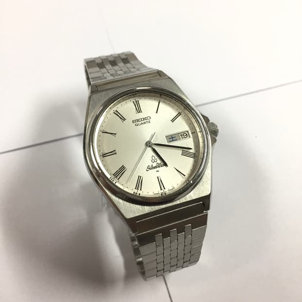 80s seiko silver wave roman index