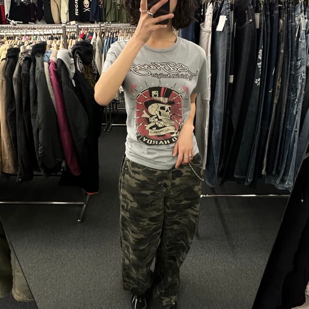 S)Ed Hardy 빈티지 스컬 다이스 프린팅 반팔