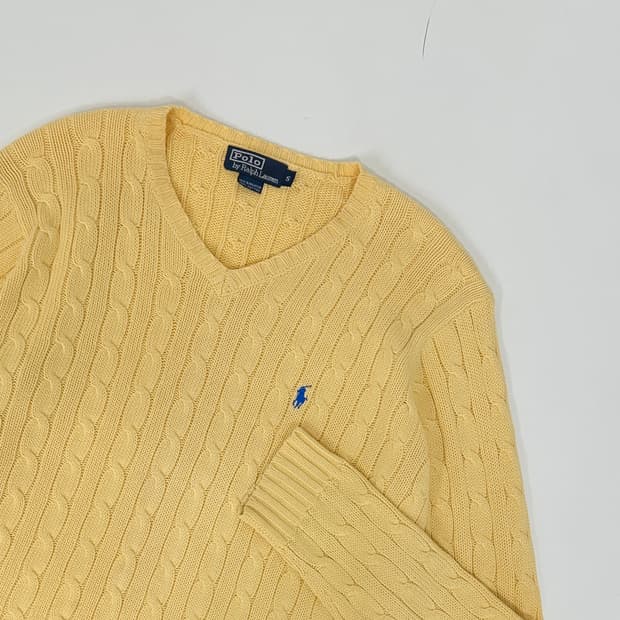폴로 브이넥 케이블 니트 (실측M)