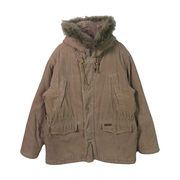 90s 빈티지 옴파로스 코듀로이 퍼 후드 야상 XL