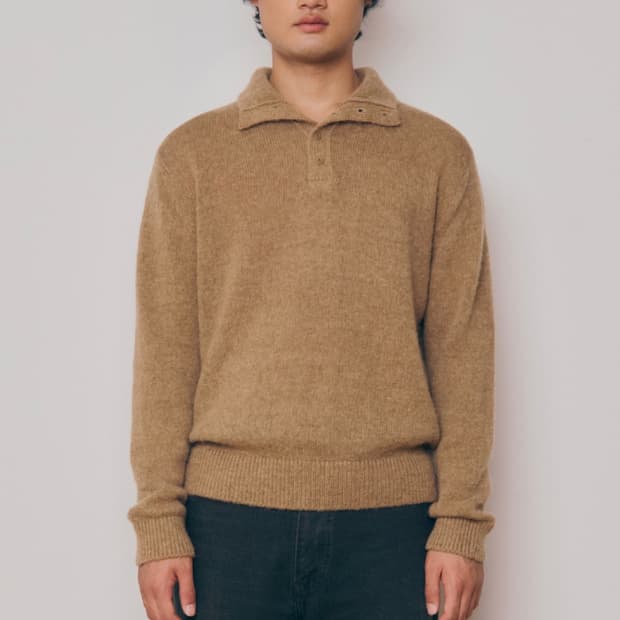 니틀리 베이비 알파카 Button Collar 니트 카멜 2