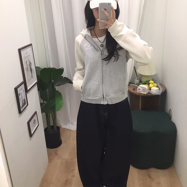 여성 폴로 배색 후드집업 95