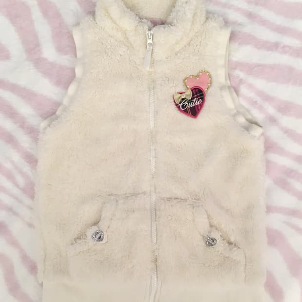 CRT Cutie 헤이세이 하트 쥬얼 퍼 조끼 베스트 조지후쿠 갸루