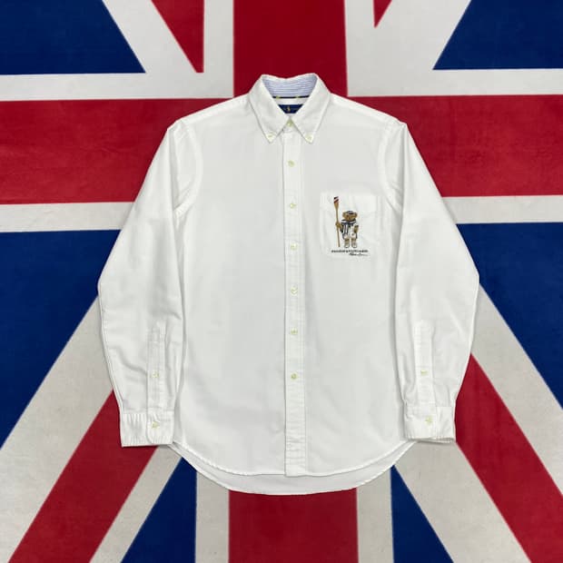 폴로베어 화이트셔츠 S 실측 M