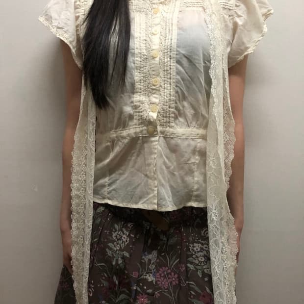 빈티지 아이보리 레이스 블라우스