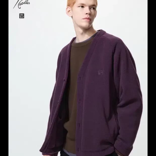 니들스 유니클로 플리스 가디건 퍼플 L