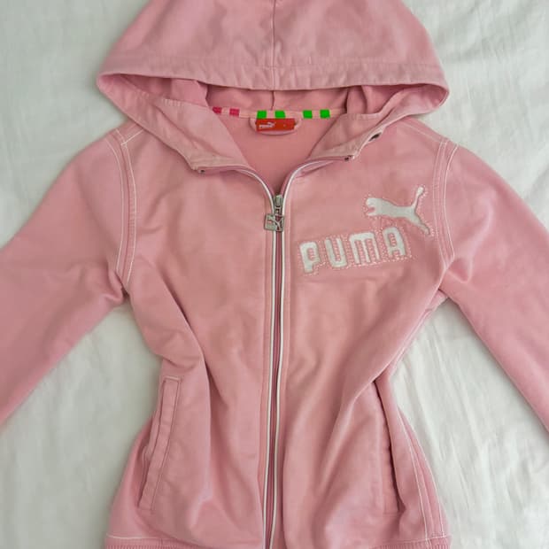 유일매물 퓨마 딱붙 후드집업 딸기우유 핑크 S