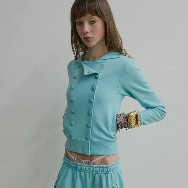 스컬프터 napoleon stud hoodie acid blue