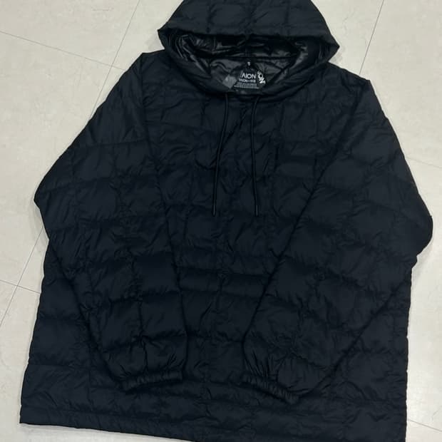 타이온 오버사이즈 다운 후디 경량 패딩 L
