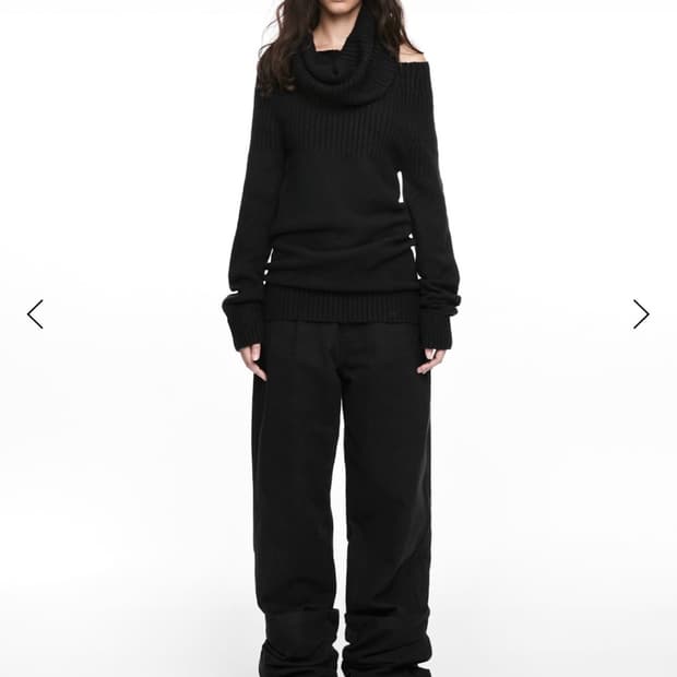 Nache 나체 2 way shawl knit black