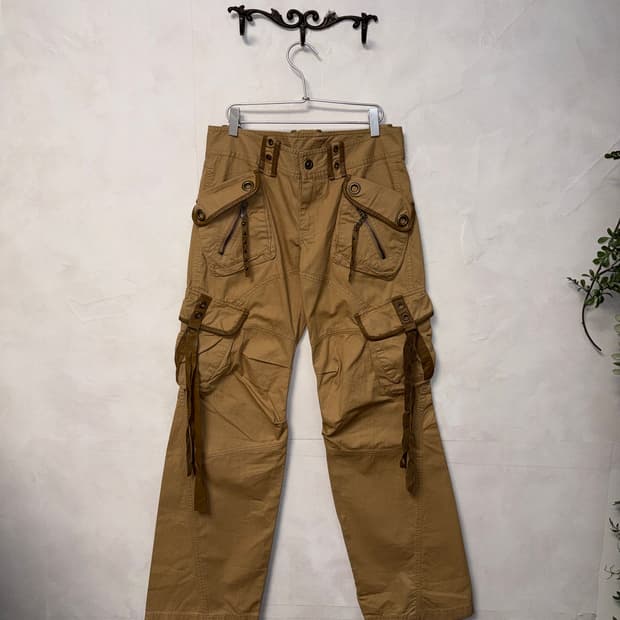 DOHC beige brown eyelet strap 카고팬츠