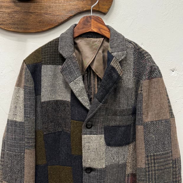 L) BEAMS+ Patchwork Wool Blazer