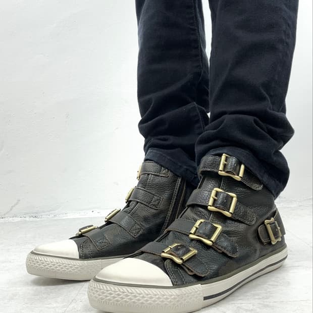 ASH Leather Buckle High-Top Sneakers