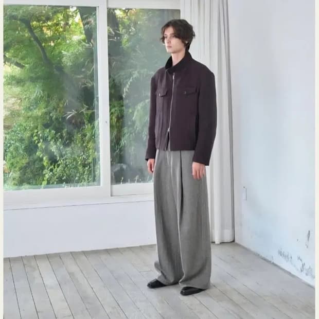 3)웨이비니스 딥 원턱 헤링본 팬츠