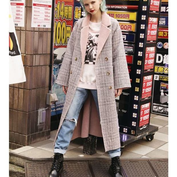 jouetie 보아 체크 롱코트