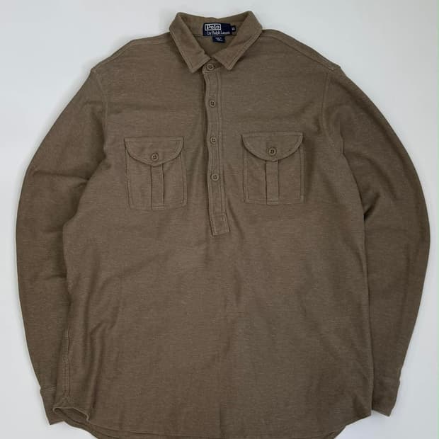 폴로 랄프로렌 코튼 린넨 풀오버 플라켓 셔츠